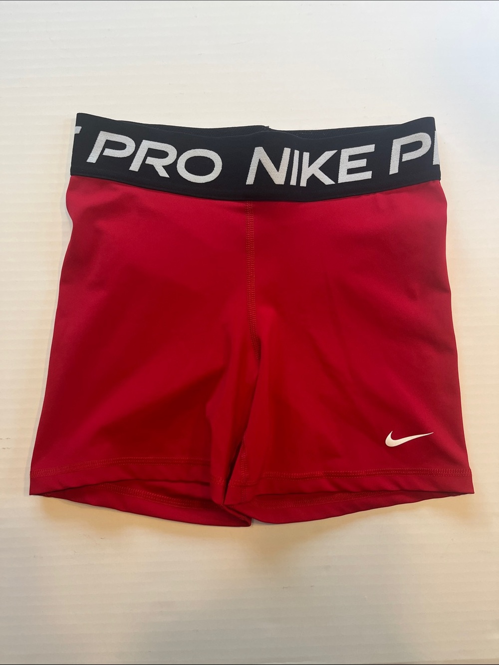 Nike Kids Red Athletic Pro Shorts with Black Waistband